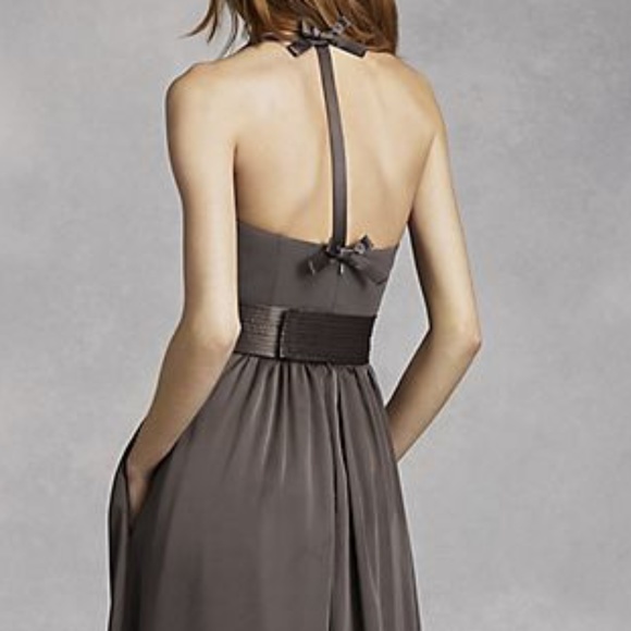 White by Vera Wang | Wine V-Neck Haltered Dress - Picture 4 of 5